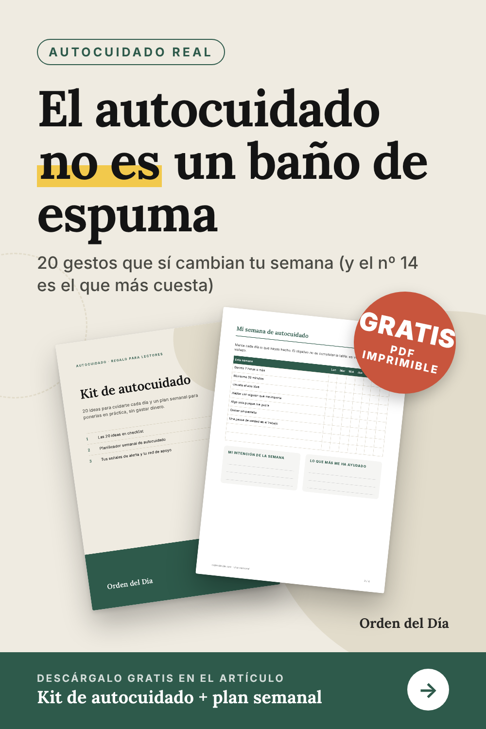 El autocuidado no es un baño de espuma: 20 ideas de autocuidado y kit gratis en PDF