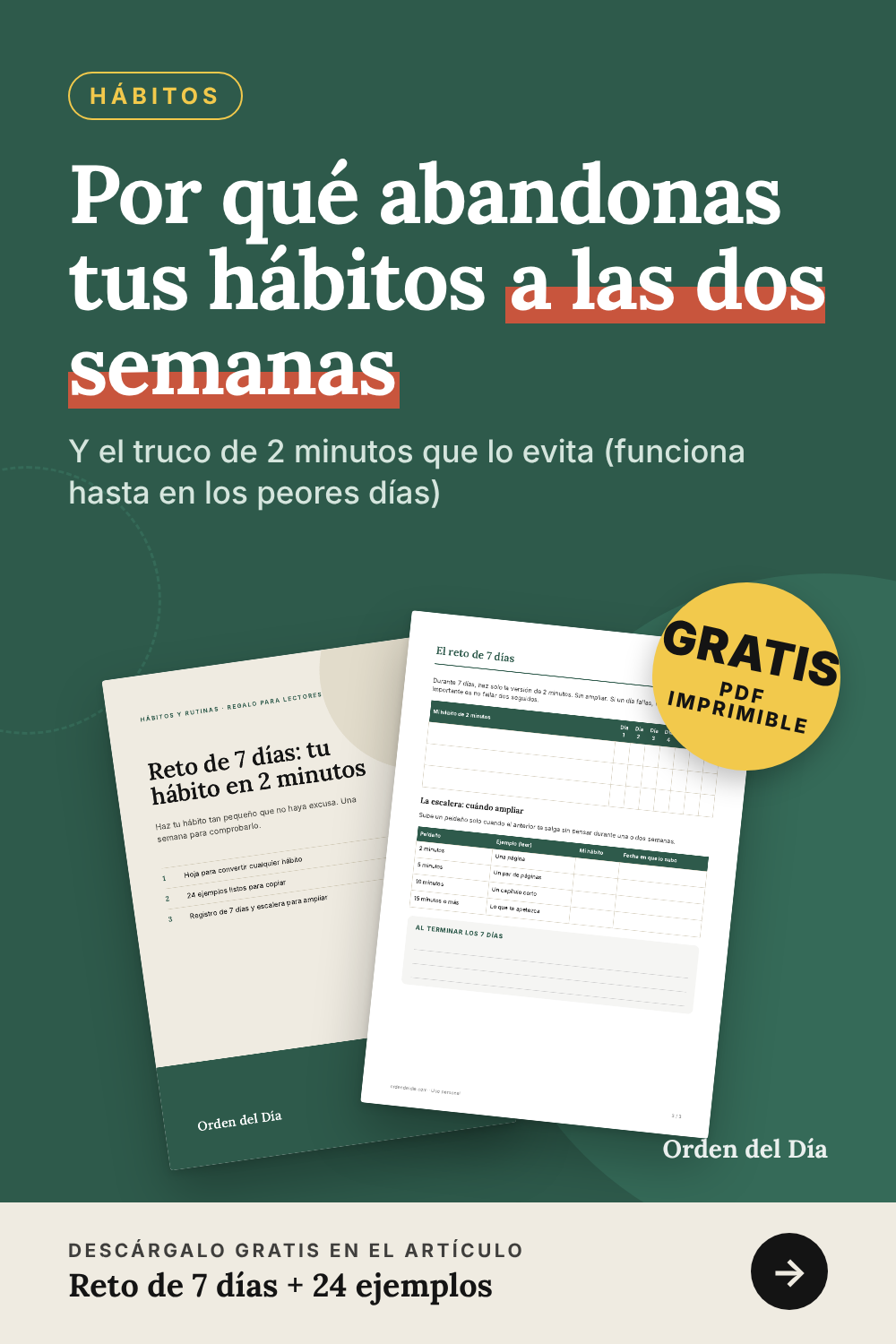 La regla de los 2 minutos para no abandonar tus hábitos, con reto de 7 días gratis